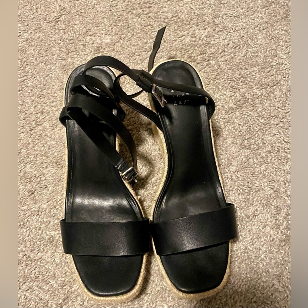 A New Day Black Strappy Sandals